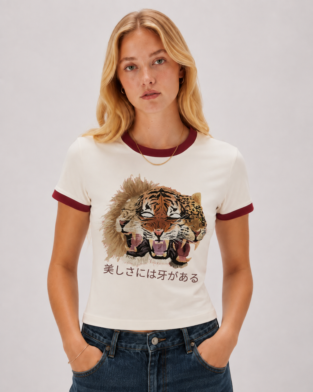 BEAUTY WITH TEETH Ringer Tee