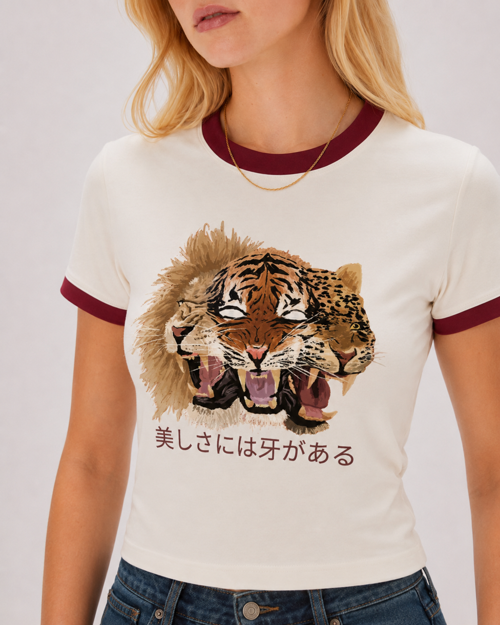 BEAUTY WITH TEETH Ringer Tee
