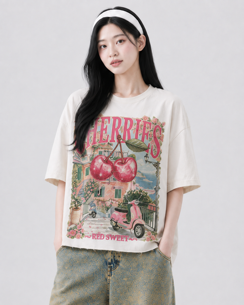 Cherry Riviera Oversized Tee