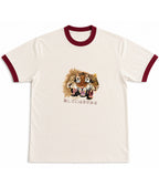 Off White & Maroon Ringer tee Front Design