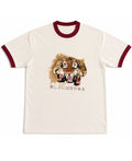Off White & Maroon Ringer tee Front Design