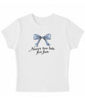 White Baby Tee Front Design