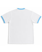 White & Sky Blue Ringer tee Back Design