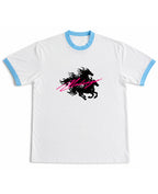 White & Sky Blue Ringer tee Front Design
