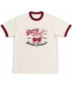 Off White & Maroon Ringer tee Front Design