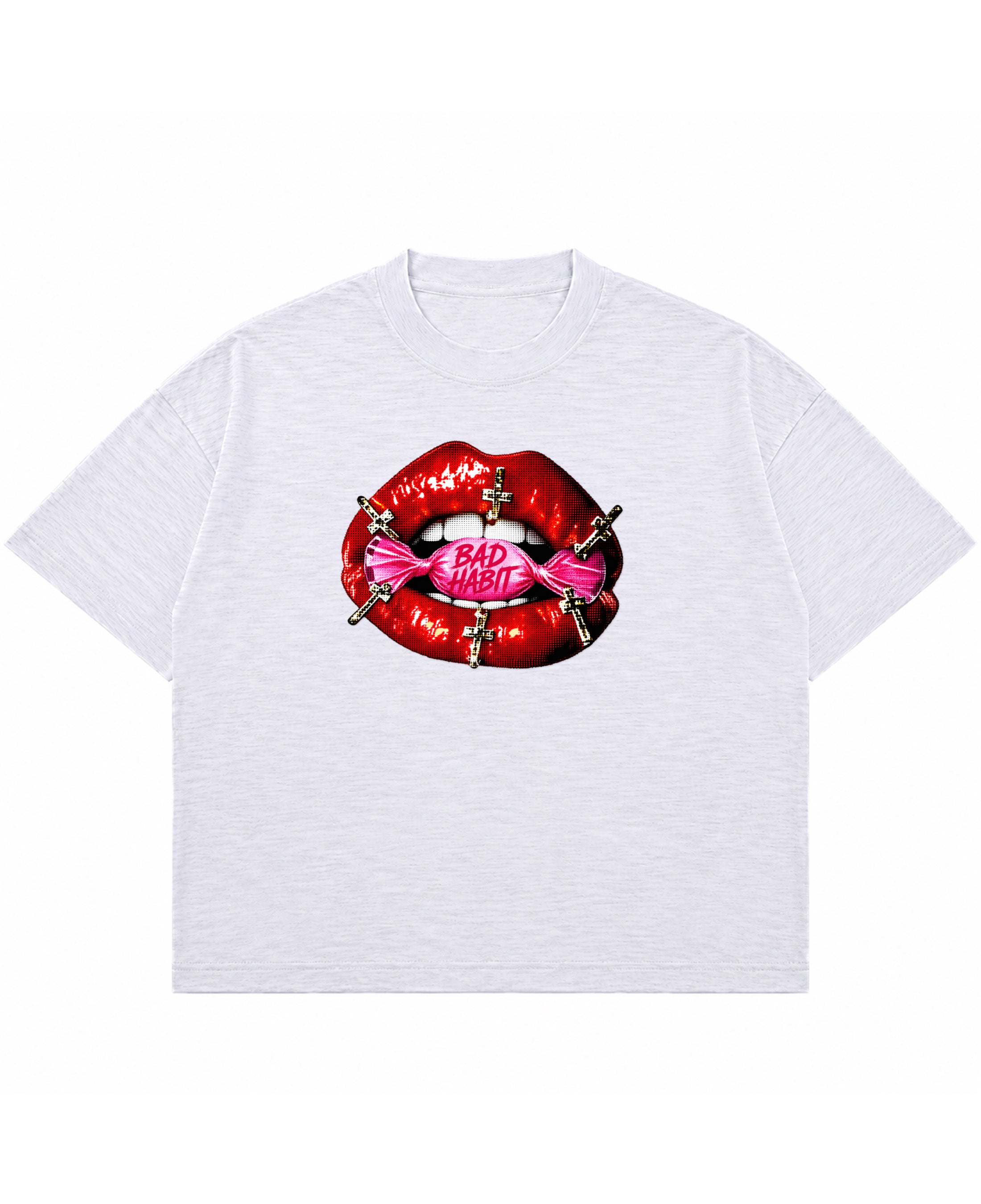 Dusty White Boxy Slub tee Front Design