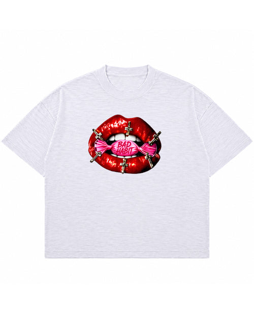 Dusty White Boxy Slub tee Front Design