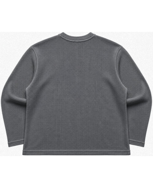 Acidwash waffle knit oversized full-sleeve Back Design
