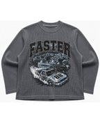 Acidwash waffle knit oversized full-sleeve Front Design